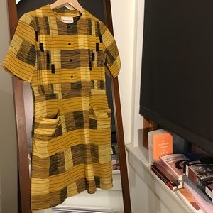 Rachel Antoniff Striped Yellow Button Up Dress